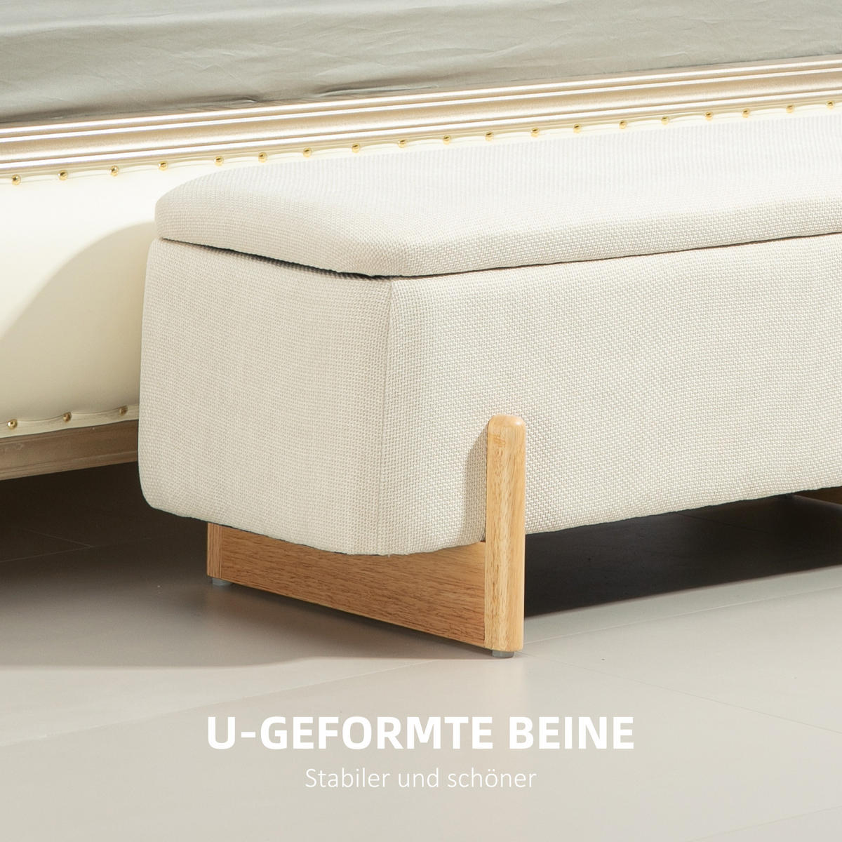 SITZBANK Polsterbank - Beige, Kunststoff (44/44.5/111cm) - HOMCOM
