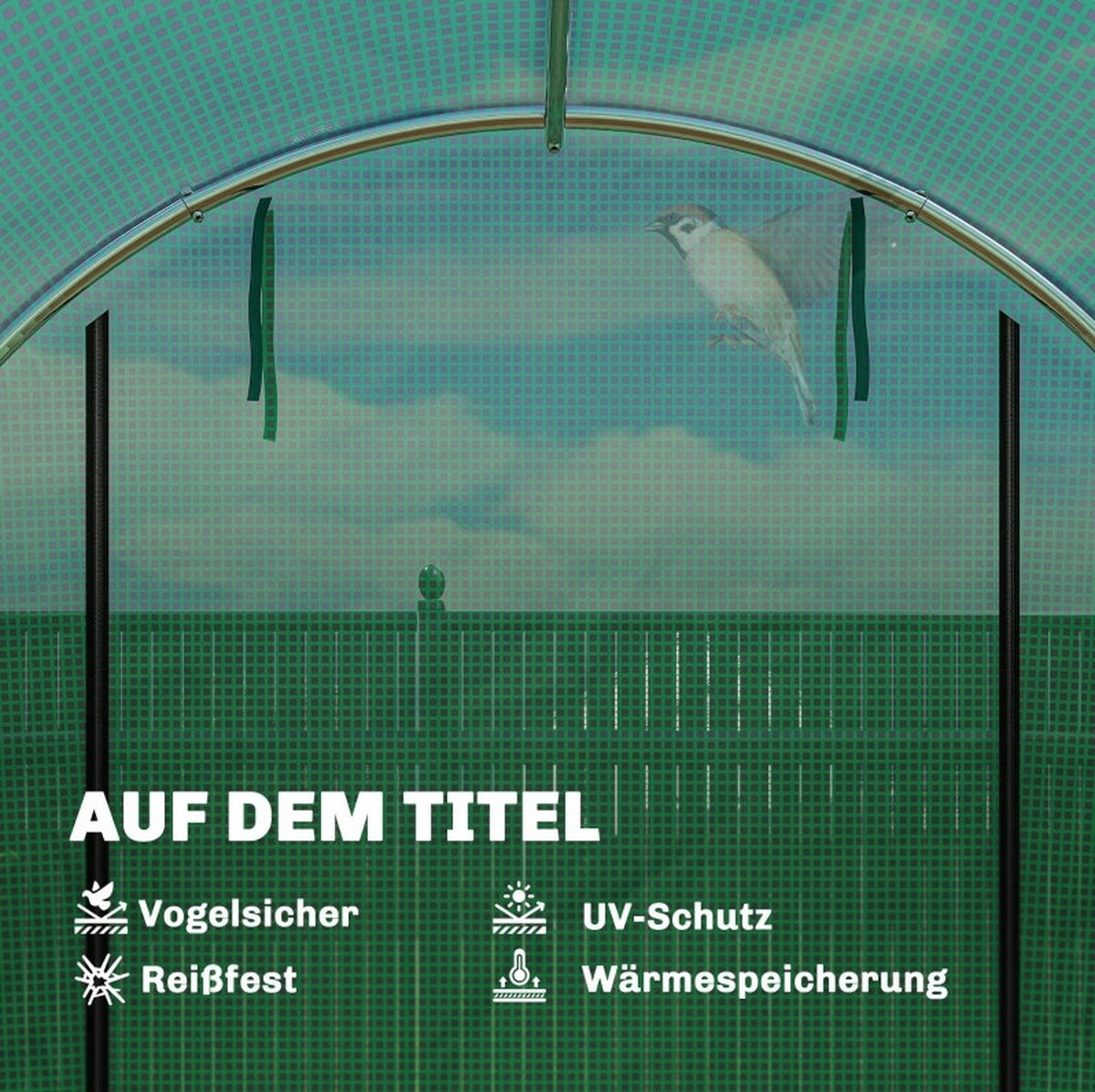 GEWÄCHSHAUS 200/300/200 cm in Grün mit 2 Türen und 6 Netzfenstern - Grün, Kunststoff (200/200/300cm) - Flora Grace