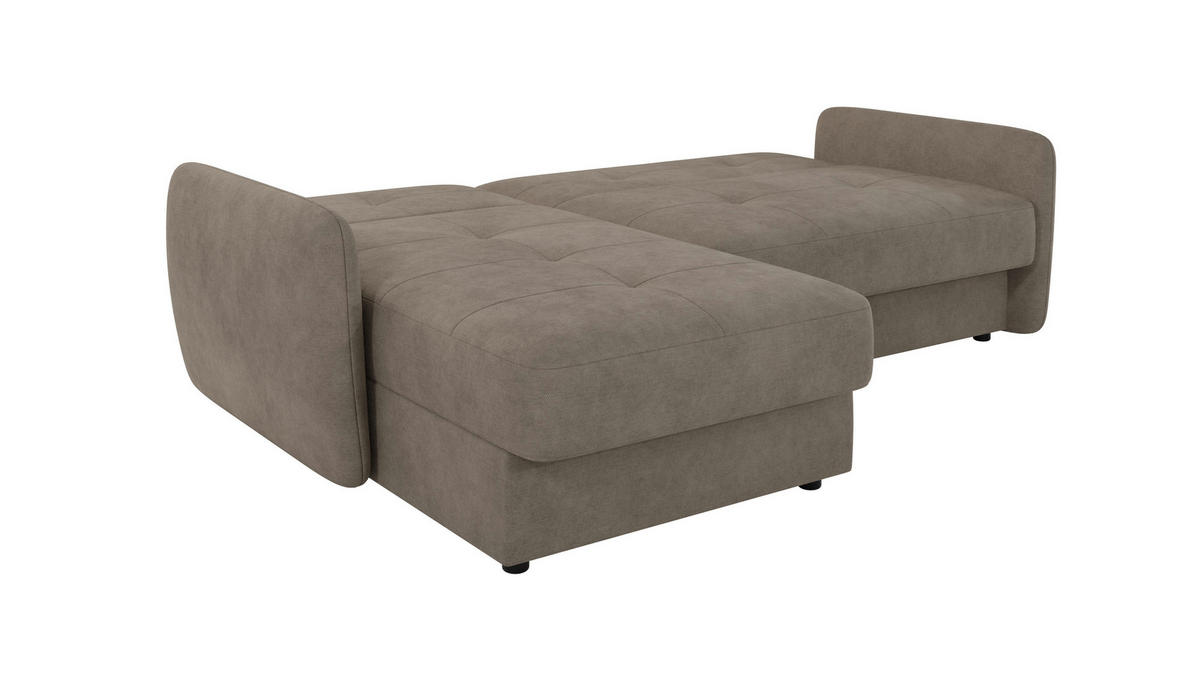 ECKSOFA Lupo Dunkelbeige Mikrofaser - Beige/Schwarz, Holz/Kunststoff (232/147cm) - S-Style Möbel