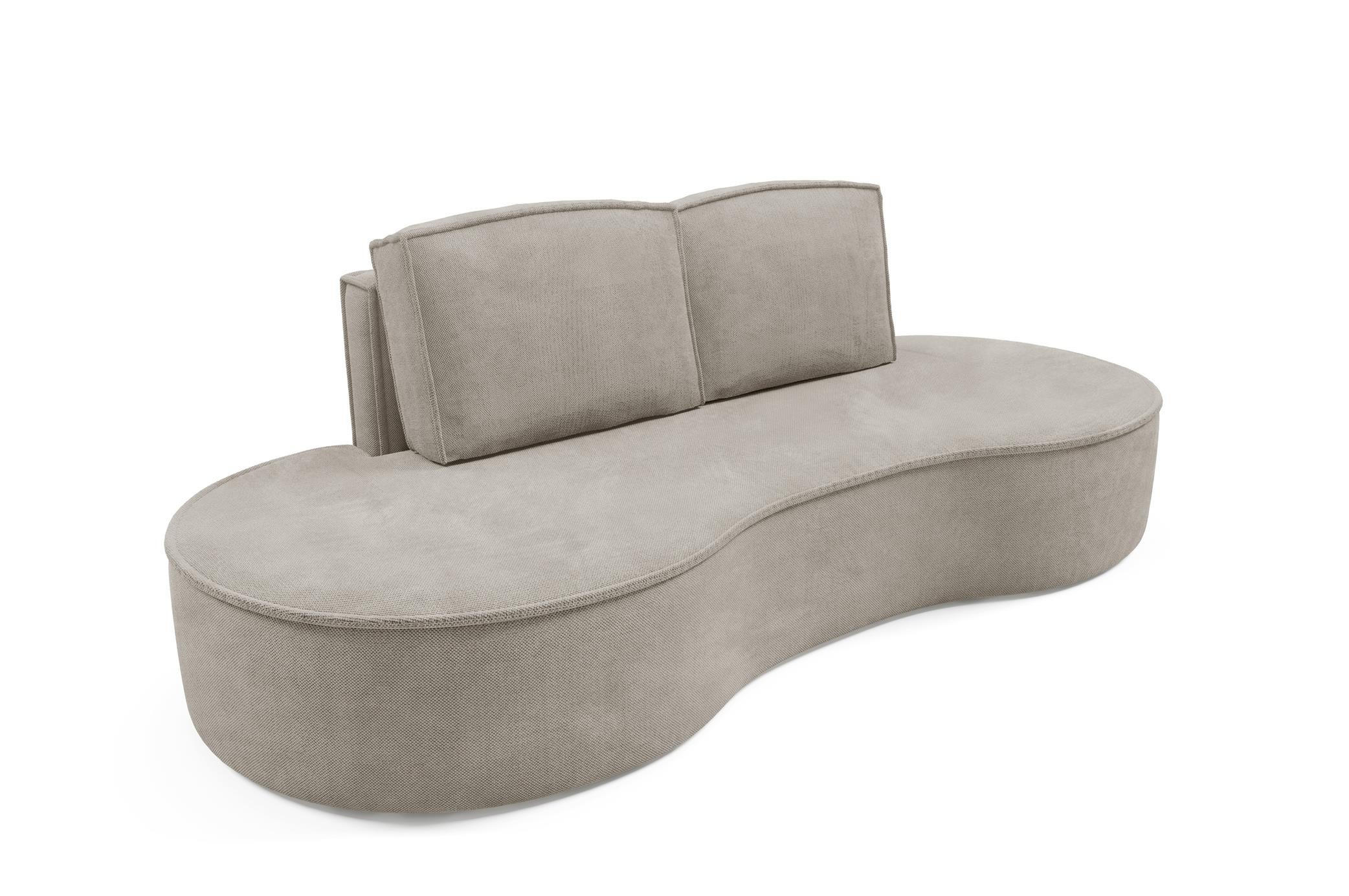 SOFA Flow Kaltbeige, mit Kissen in Curio Stoff - Beige, Holzwerkstoff (234/88/101cm) - Bettso
