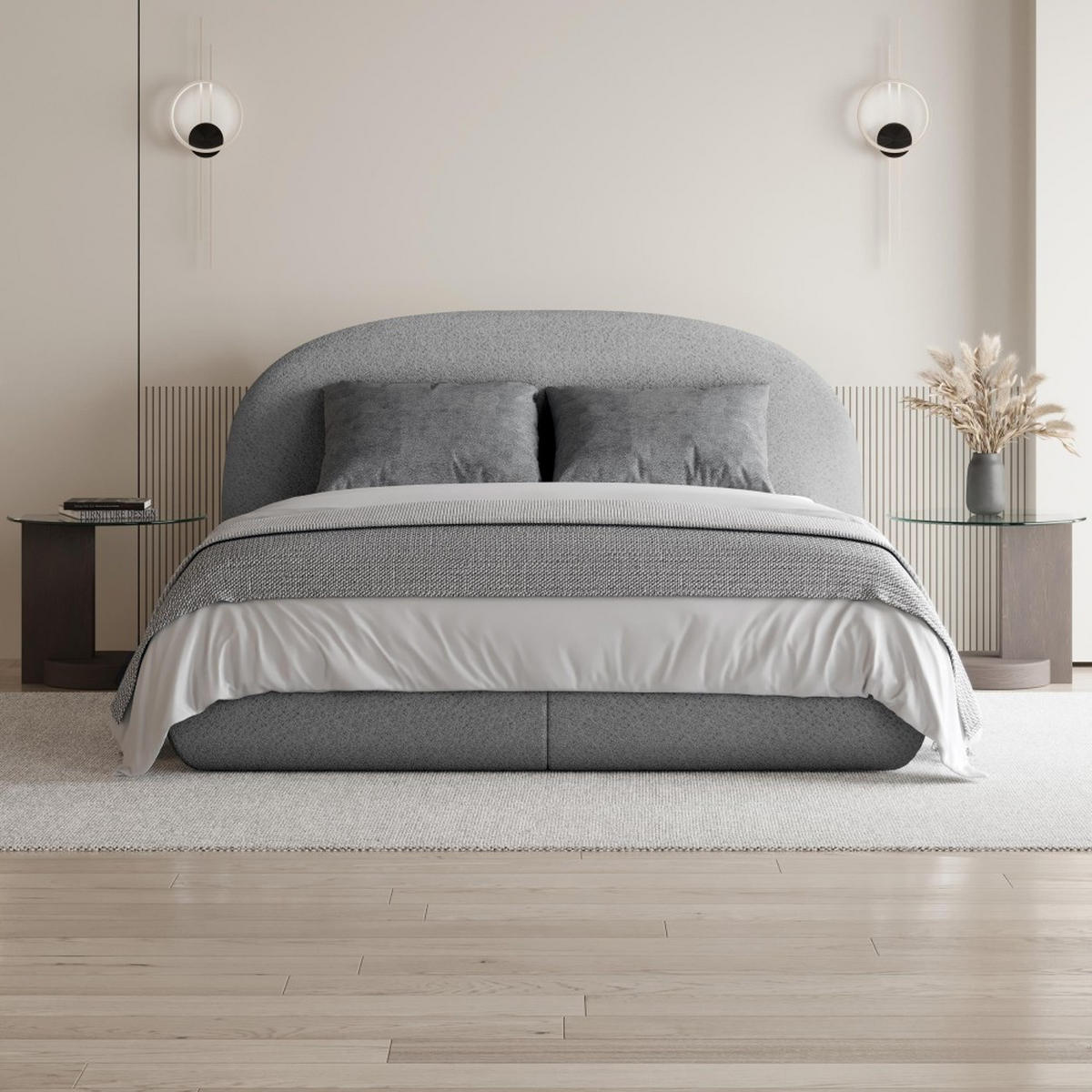 POLSTERBETT Motti mit Matratze und Topper, 180x200 cm, Dunkelgrau - Dunkelgrau, Textil (180/200cm) - Beautysofa