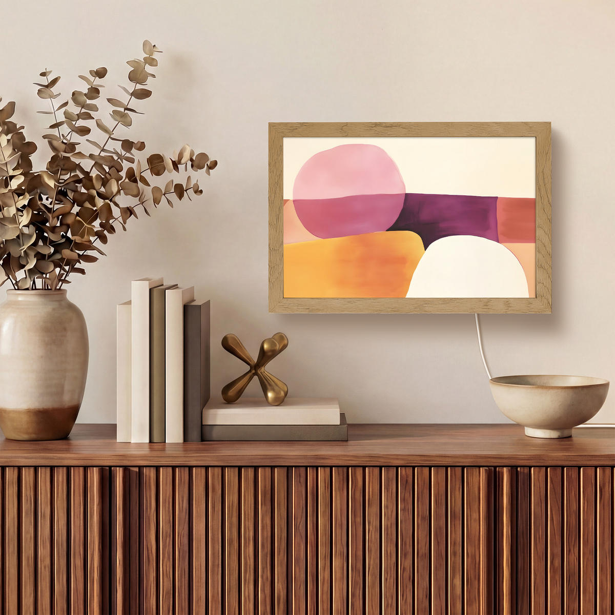 NÁSTĚNNÁ LAMPA Tvary - abstraktní - barevné 30x20 cm - růžová, kompozitní dřevo (30/20/8cm) - OnlyWow