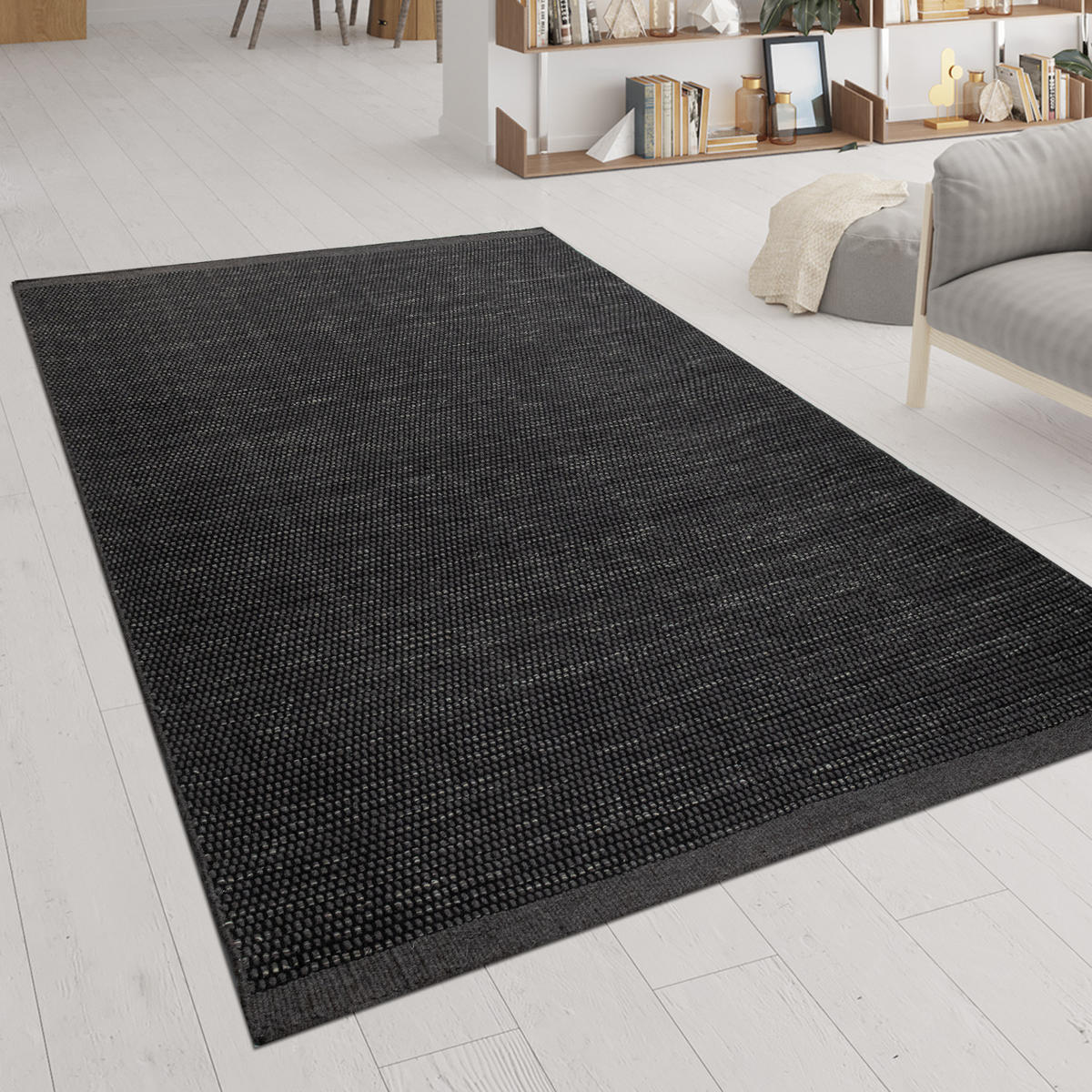 HOCHFLORTEPPICH 80/150 cm Kasko 300 - Anthrazit, Textil (80/150cm) - Paco Home