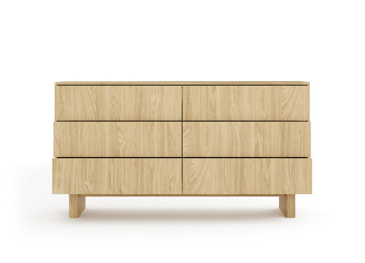 KOMMODE Buna Eiche, Sideboard mit Schubladen - Eichefarben, Holzwerkstoff (154/83/38cm) - Bettso