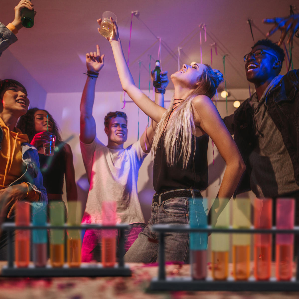 18xSCHNAPSGLÄSER - Multicolor, Kunststoff (0.04L) - Relaxdays