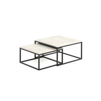 COUCHTISCHEN DUO 2-tlg - Creme/Schwarz, Holzwerkstoff (76/76/39cm) - Meblini