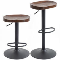 BARHOCKER 2er-Set DE-08046 Sattelsitz aus Ulmenholz, höhenverstellbar, 360° drehbar Dunkelbraun - Dunkelbraun, Holz (41.5/82/41.5cm) - ComfortXL