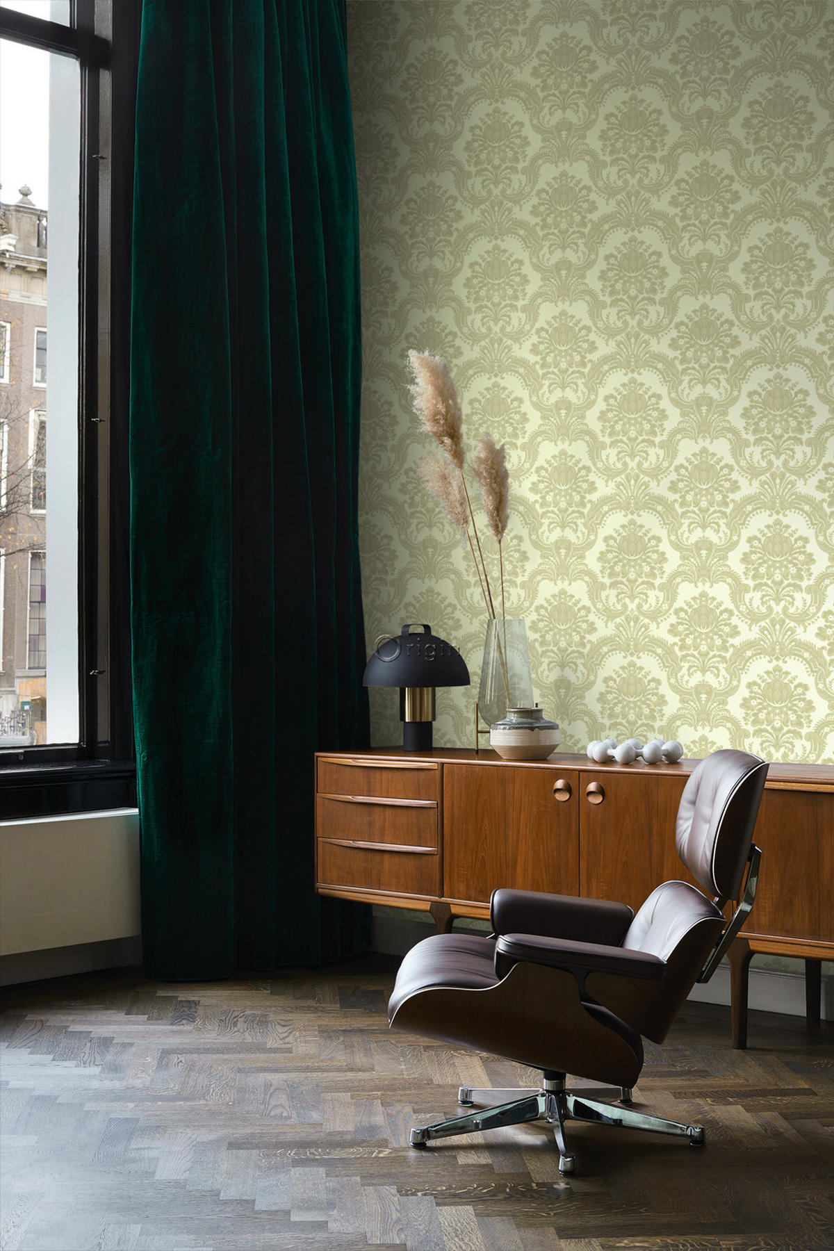 TAPETE Ornamente 53 cm x 10.05 m - Grün, Papier (53/1000cm) - Origin Wallcoverings