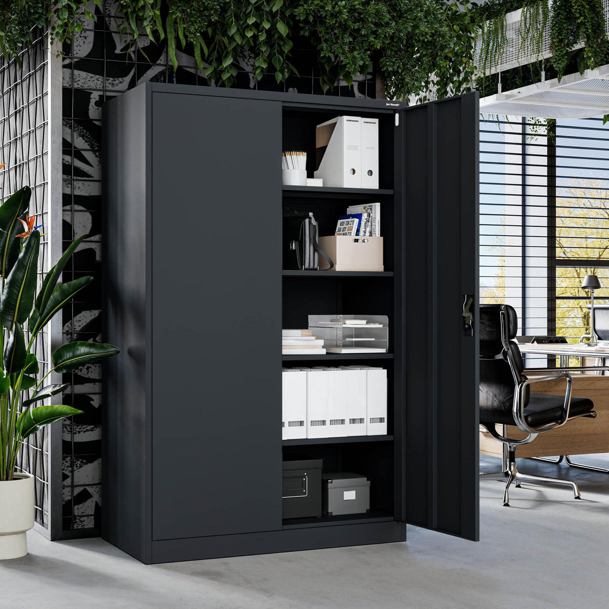 METALL-BÜROSCHRANK JAN II D600 - Anthrazit, Metall (115/185/60cm) - Jan Nowak