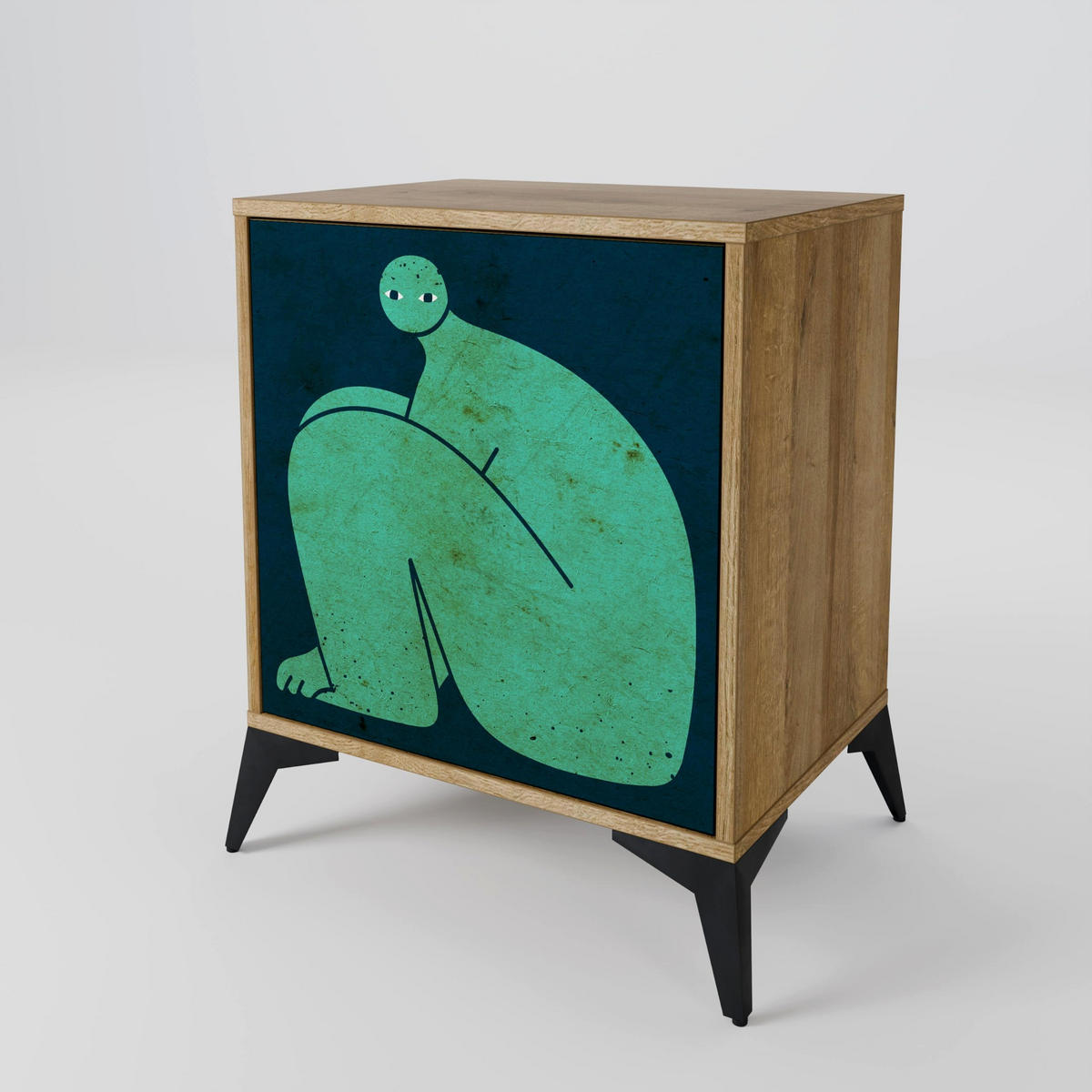 SIDEBOARD TOGETHER BUT SEPARATELY, Eichefarben, 57,5x42x77,5 cm, Schräge Buchenholzfüße - Eichefarben/Buchefarben, Holzwerkstoff/Buchenholz (57.5/77.5/42cm) - SpaceRebels