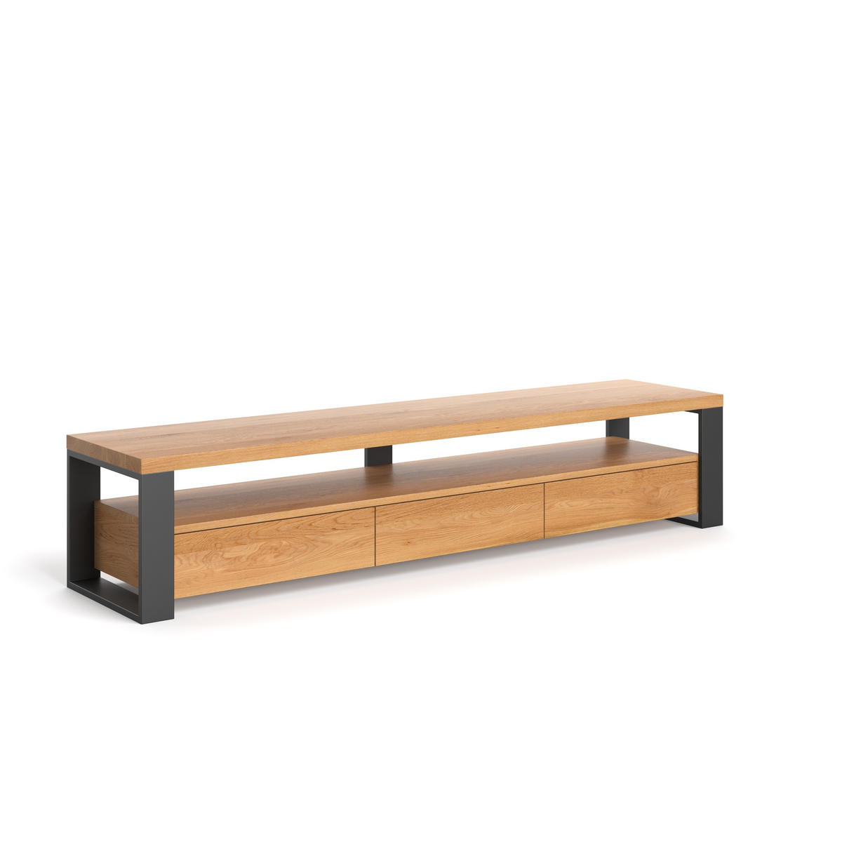 TV-SCHRANK Horizon aus massivem Eichenholz 220 cm - Eichefarben/Naturfarben, Holz (220/45/50cm) - Danzz