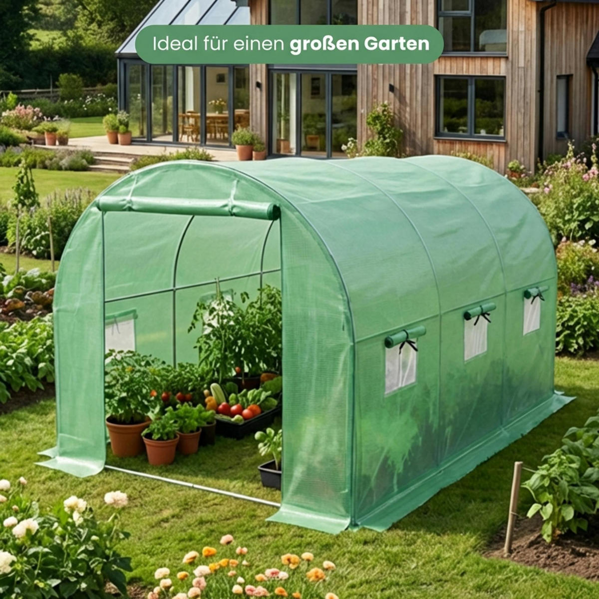 TUNNELGEWÄCHSHAUS, Grün, 200x300x200 cm - Grün, Metall (200/200/300cm) - Akord