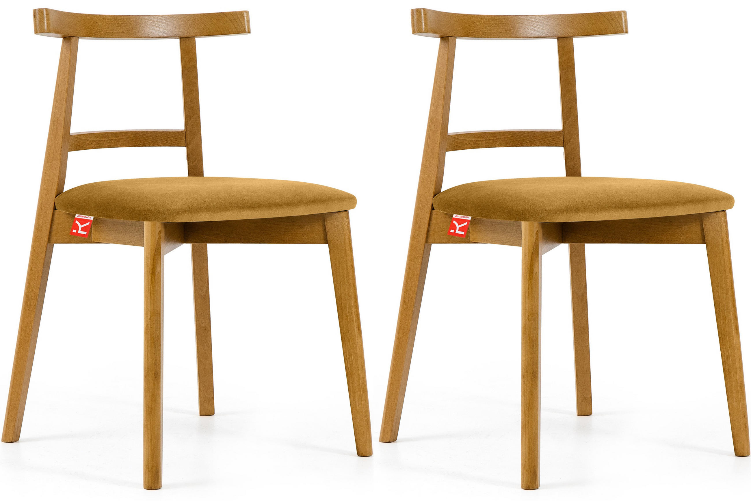 ESSTISCHSTÜHLE LILIO 2 St Vintage, Gelb / hell Eiche - Hellbraun/Eichefarben, Holz/Textil (47/76/45cm) - KONSIMO®