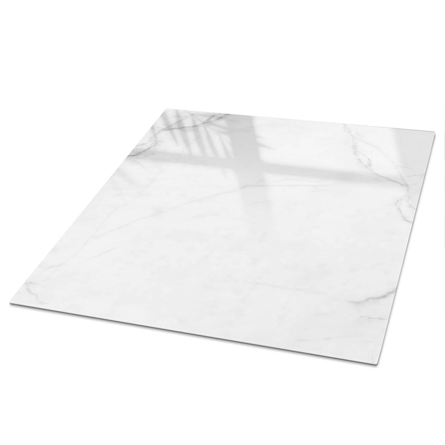 TISCHPLATTE 50x50 cm – Weißer Marmor - Gelb, Glas (0.4/50/50cm) - Wallfluent