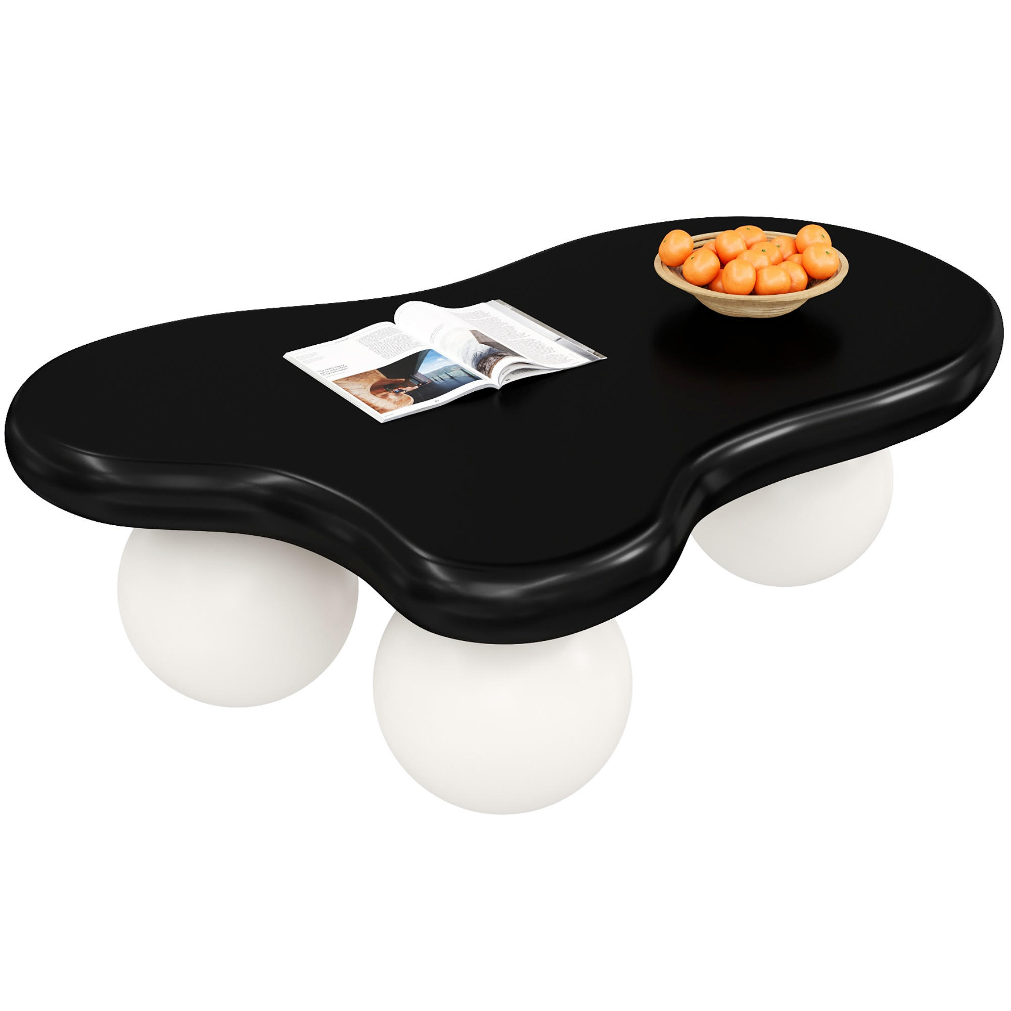 COUCHTISCH Wolkenform LED mit Farbwechsel Rundbeine modern MDF skandinavisch - Schwarz/Weiß, Holzwerkstoff (95/62.5/32cm) - EVRYAE
