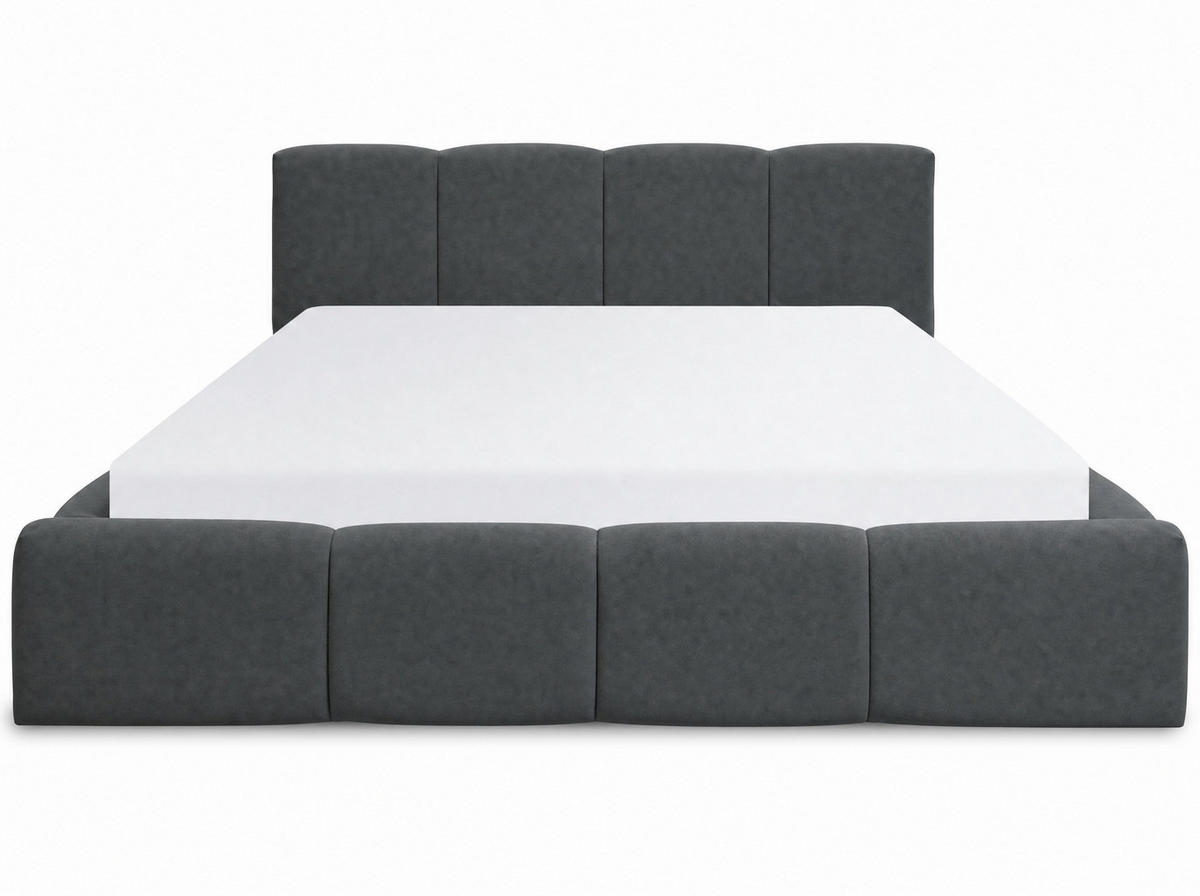POLSTERBETT Amore Anthrazit 160/200 cm Samt mit Bettkasten - Anthrazit, Textil/Metall (160/200cm) - wonello