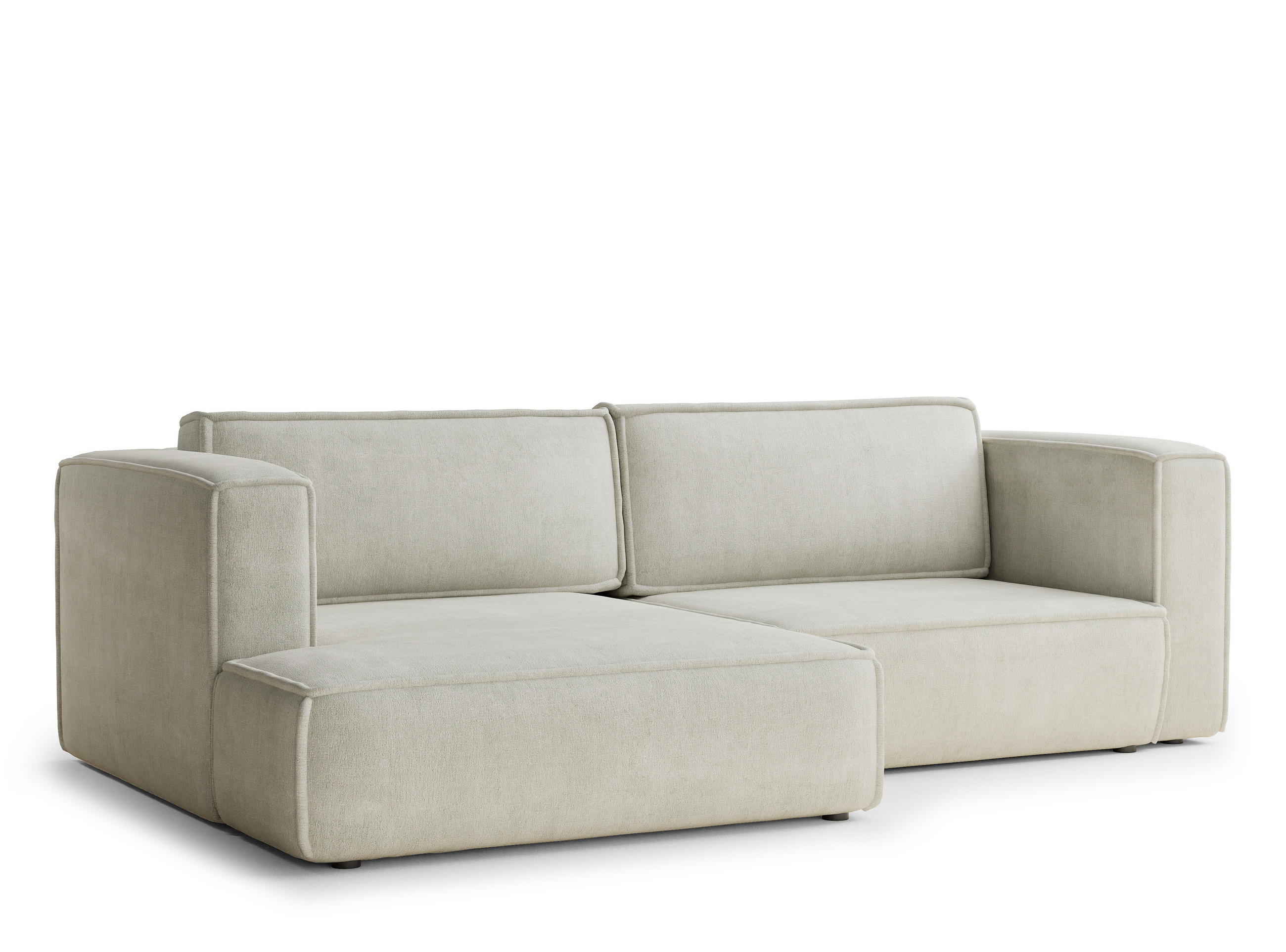 ECKSOFA MIT SCHLAFFUNKTION Velto Creme Webstoff - Creme/Schwarz, Holz/Holzwerkstoff (152/250cm) - Maison de Reve