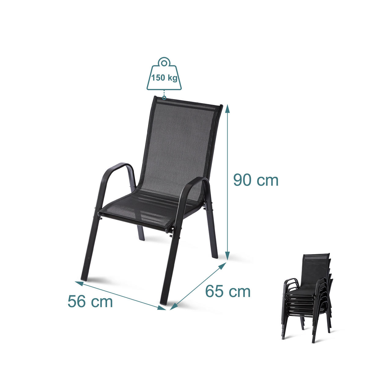 GARTENSTÜHLE-SET - Anthrazit, Textil (56/90/65cm) - Relaxdays