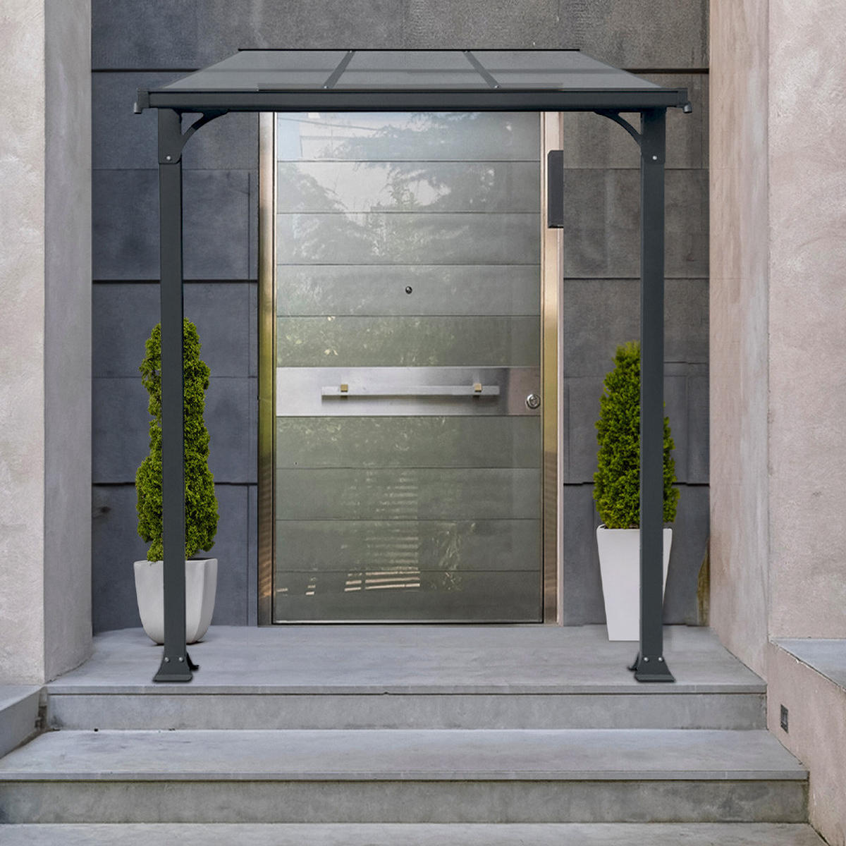 HAUSTÜRVORDACH CUBIS M - M - Anthrazit, Metall (222/258/150cm) - Home Deluxe