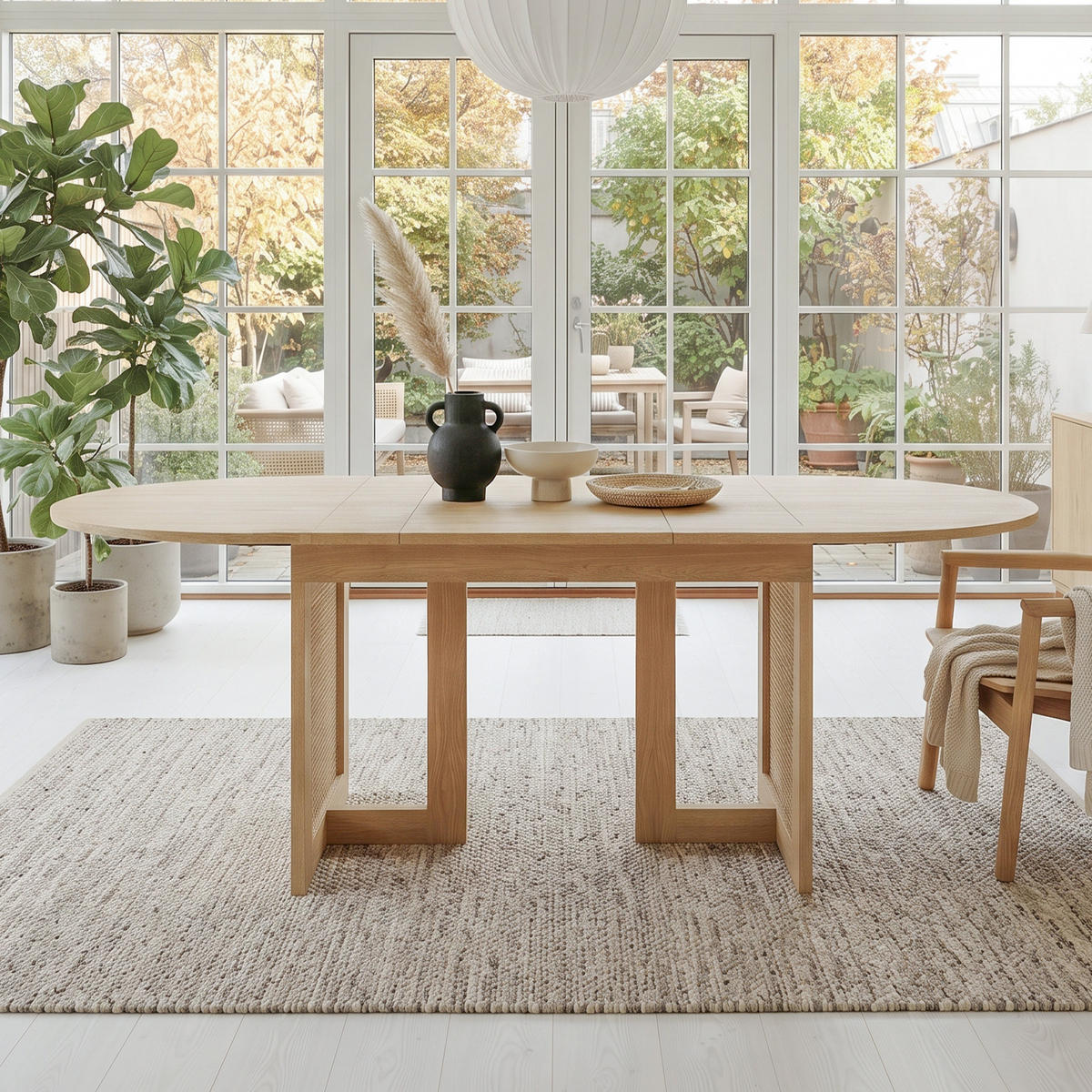 ESSTISCH ausziehbar 150-200/90 cm mit Rattan-Beinen DE-39789 Eichenfarbe - Eichefarben, Holzwerkstoff (90/200/75cm) - ComfortXL