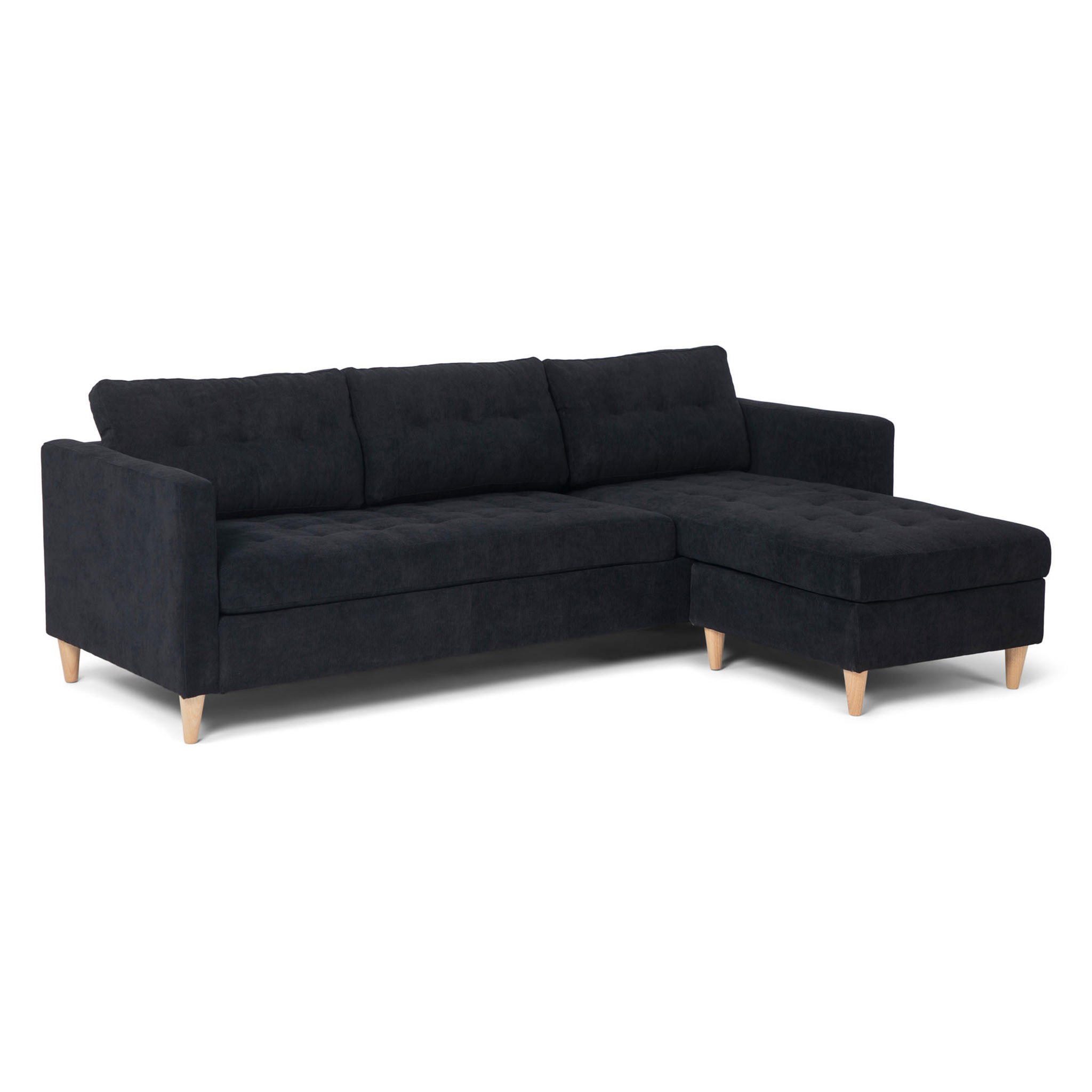 ECKSOFA Samt schwarz - Schwarz, Textil (219/151cm) - ebuy24