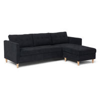 ECKSOFA Samt schwarz - Schwarz, Textil (219/151cm) - ebuy24