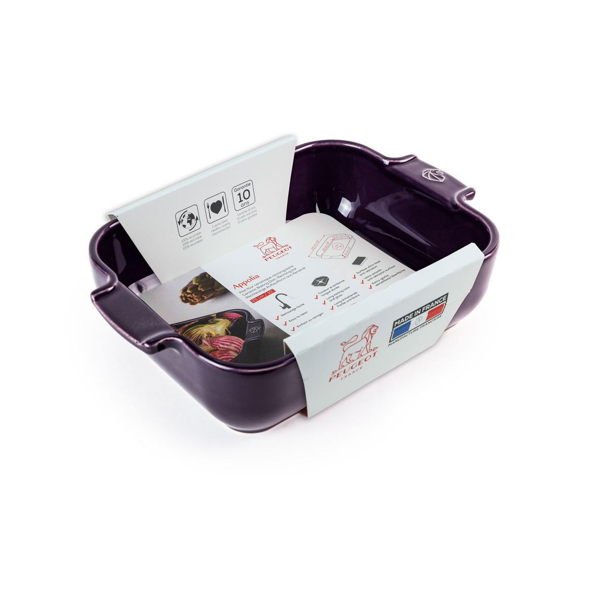 AUFLAUFFORM Keramik Appolia 25cm Rechteckig Aubergine Spülmaschinenfest - Lila, Keramik (16.8/25/6.2cm) - PEUGEOT