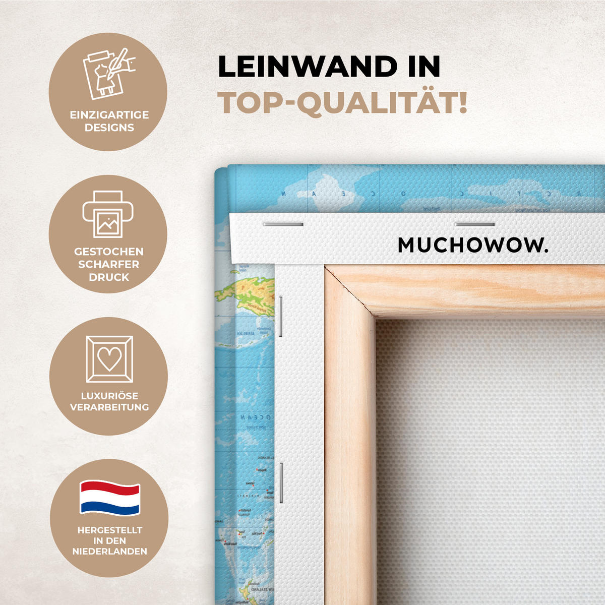 LEINWANDBILD Weltkarte - Statistisch - Blau - Erde - Bildung 30x20 cm - Blau, Textil (30/20cm) - MuchoWow