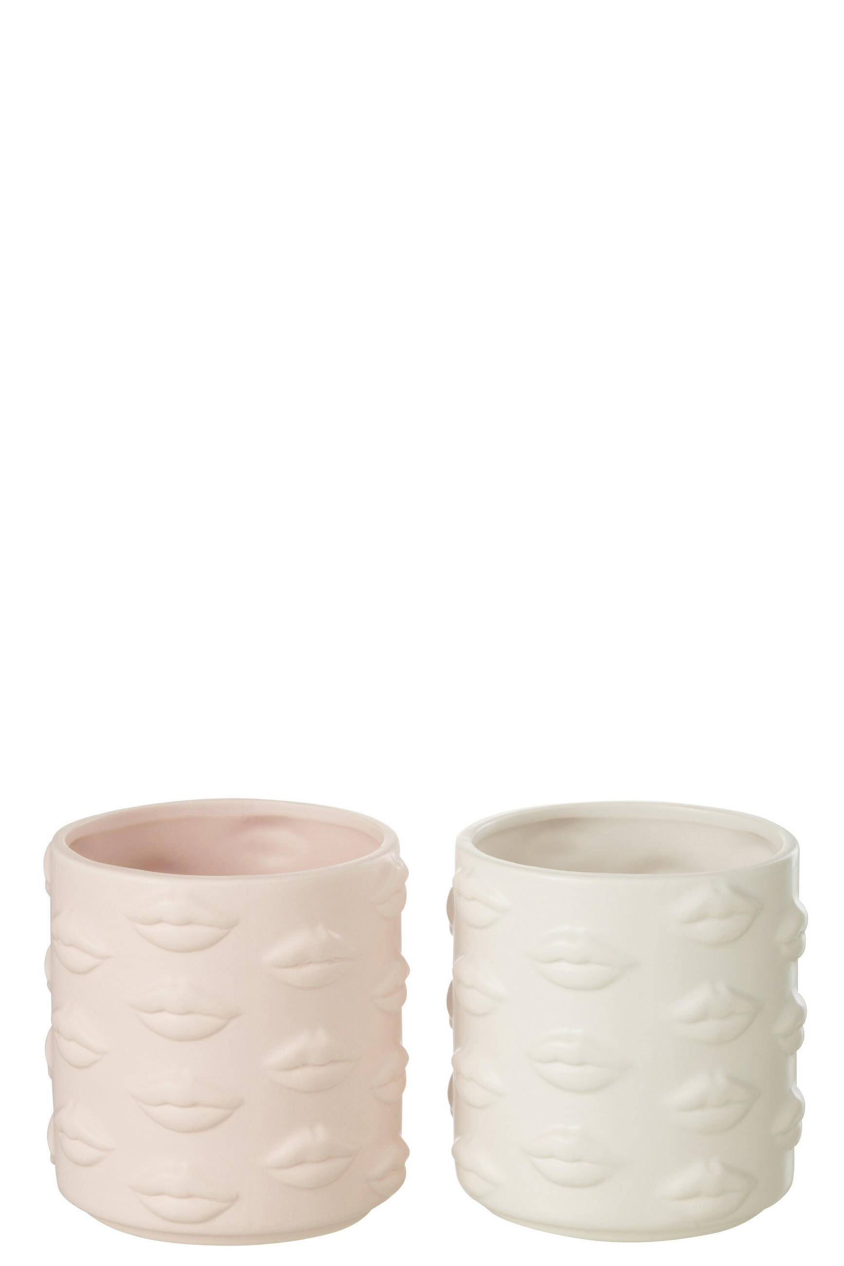 BLUMENTOPF KUSS - Töpferei - Rosa - 2er set - Ø 14 cm - Pink, Keramik (14/14.5cm) - J-Line