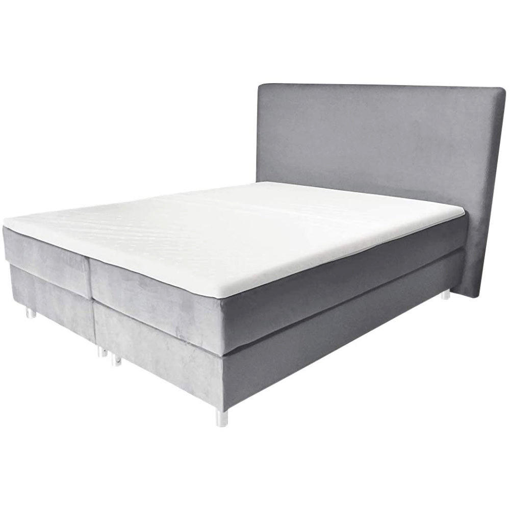 BOXBETT AMELIA mit Luxus 7-Zonen Taschenfederkernmatratze oder Bonellfederkernmatratze in Härtegrad H2, H3, H4 viele Farben und Größen - Grau, Holz/Holzwerkstoff (140/200cm) - Best For Home