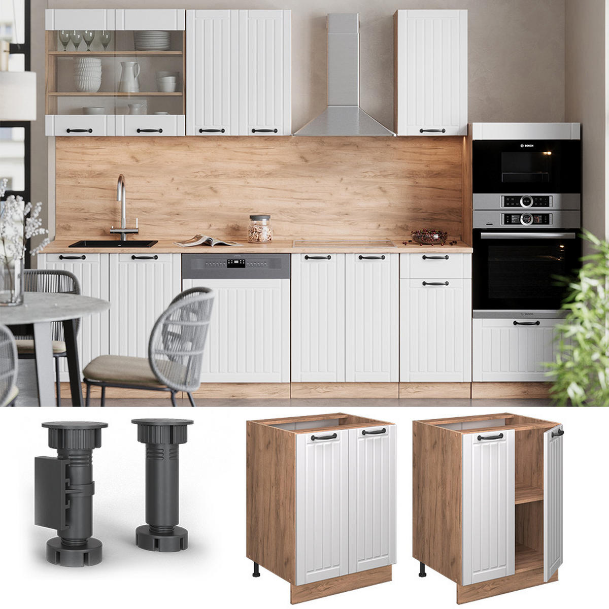 Honigeiche/Weiß, Holzwerkstoff (60/82/60cm) - Vicco