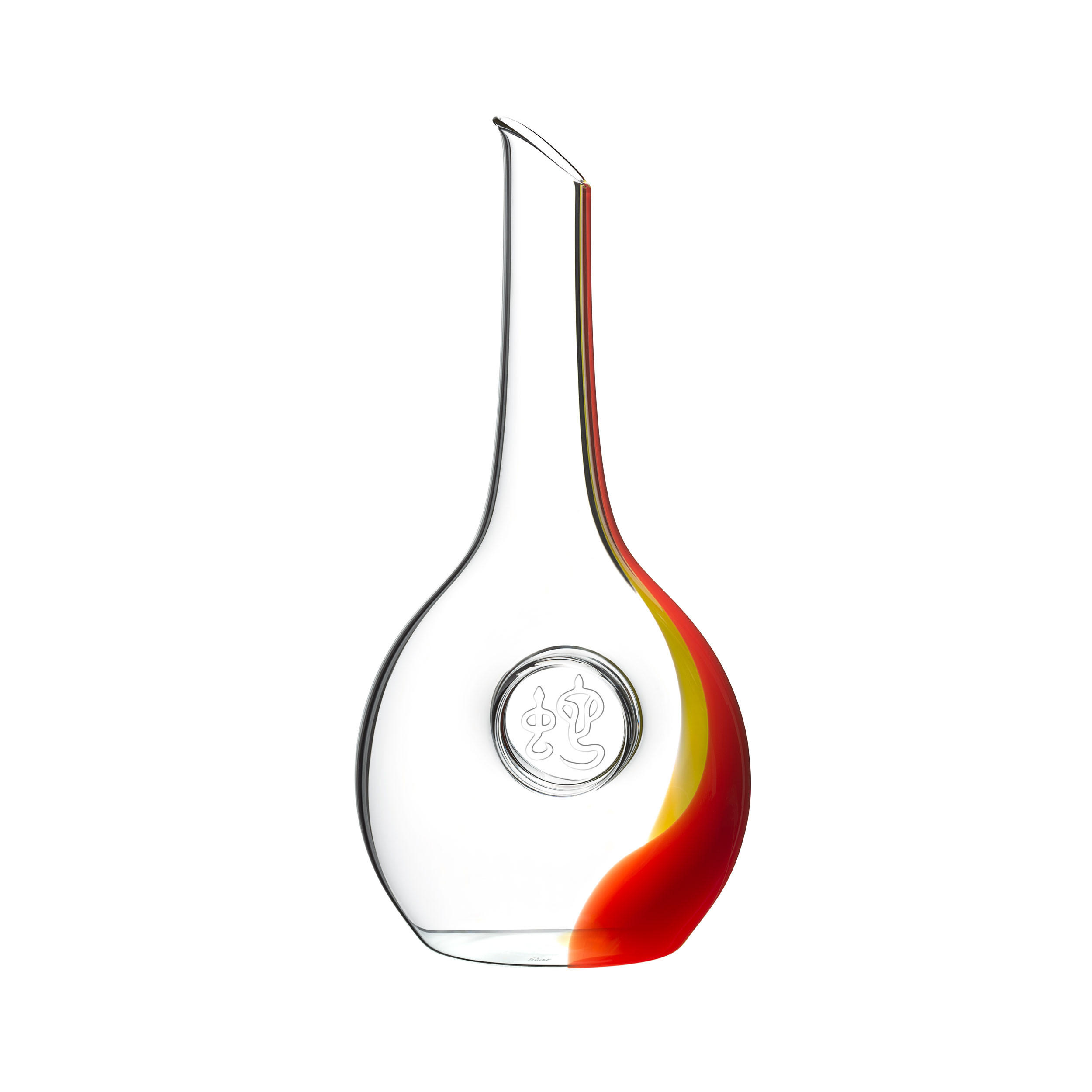 DEKANTER Chinese Zodiac Snake, Kristallglas, Rot, Gelb, 1.2 L - Multicolor, Glas (1.2L) - Riedel