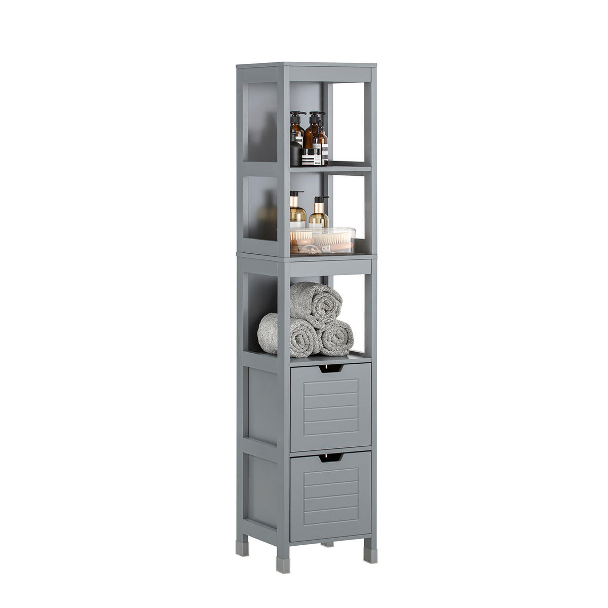HOCHSCHRANK Dunkelgrau - Grau, Holzwerkstoff (30/145/30cm) - SoBuy