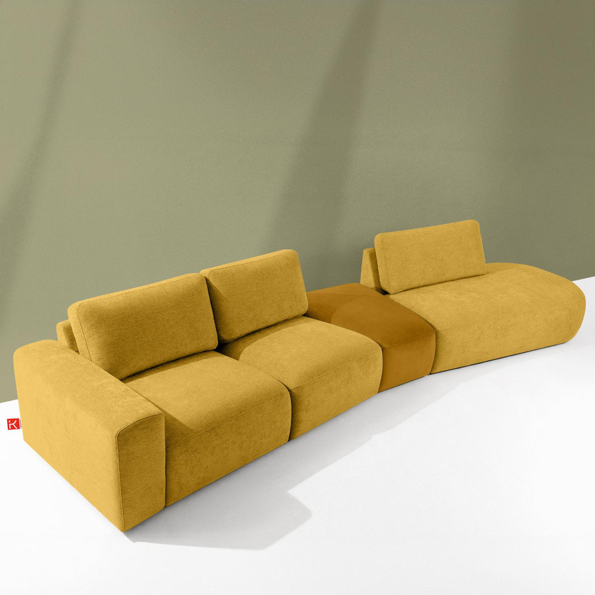 5-SITZER ECKSOFA ZUCCO Chenille rechts, Gelb - Gelb, Textil (430/84/105cm) - KONSIMO®