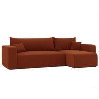 ECKSOFA Ziegelrot Cord-Stoff mit Bettkasten - Rotbraun, Textil (248/145cm) - Idohome