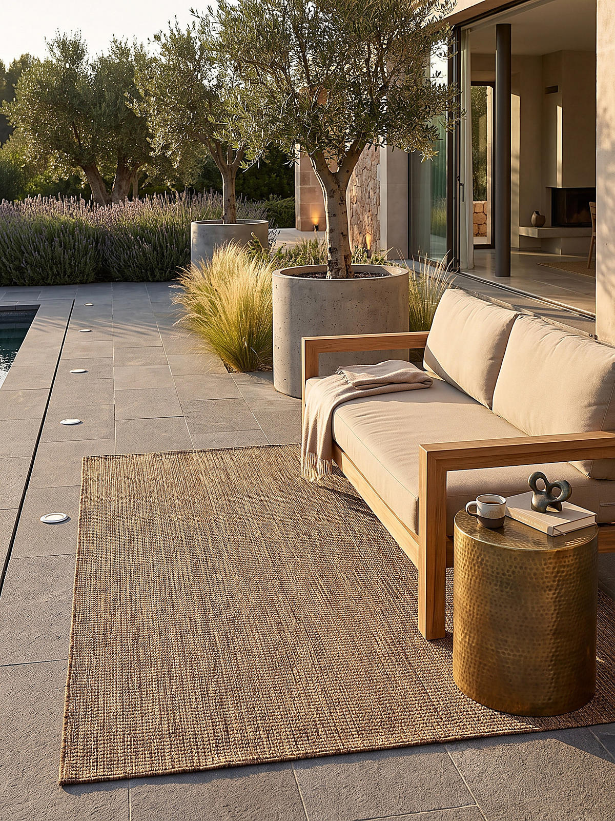 TEPPICH Flachgewebe, Outdoor, Fußbodenheizung-geeignet, VIGOLENO in Ockerbraun, 280 x 370 cm - Braun, Textil (280/370cm) - KADIMA DESIGN