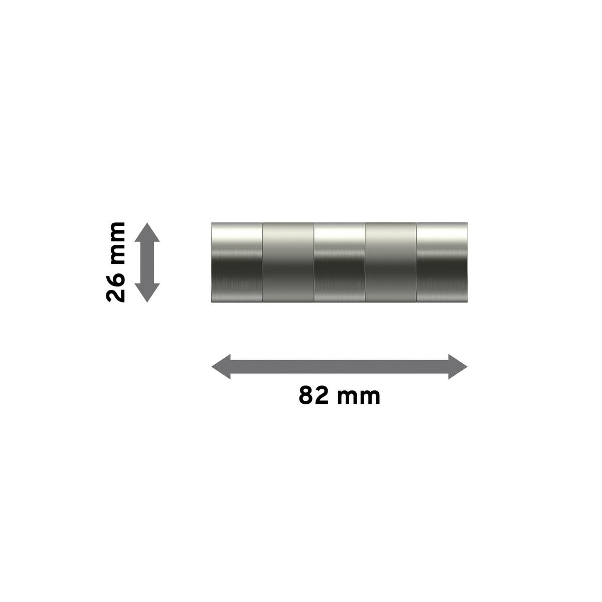 ENDSTÜCKE FÜR GARDINENSTANGEN 20 mm Ø, Mavell Edelstahl-Optik/Satin-Silber, Packung 2 Stück - Edelstahlfarben/Silberfarben, Metall (8.2/2.6/2.6cm) - INTERDECO