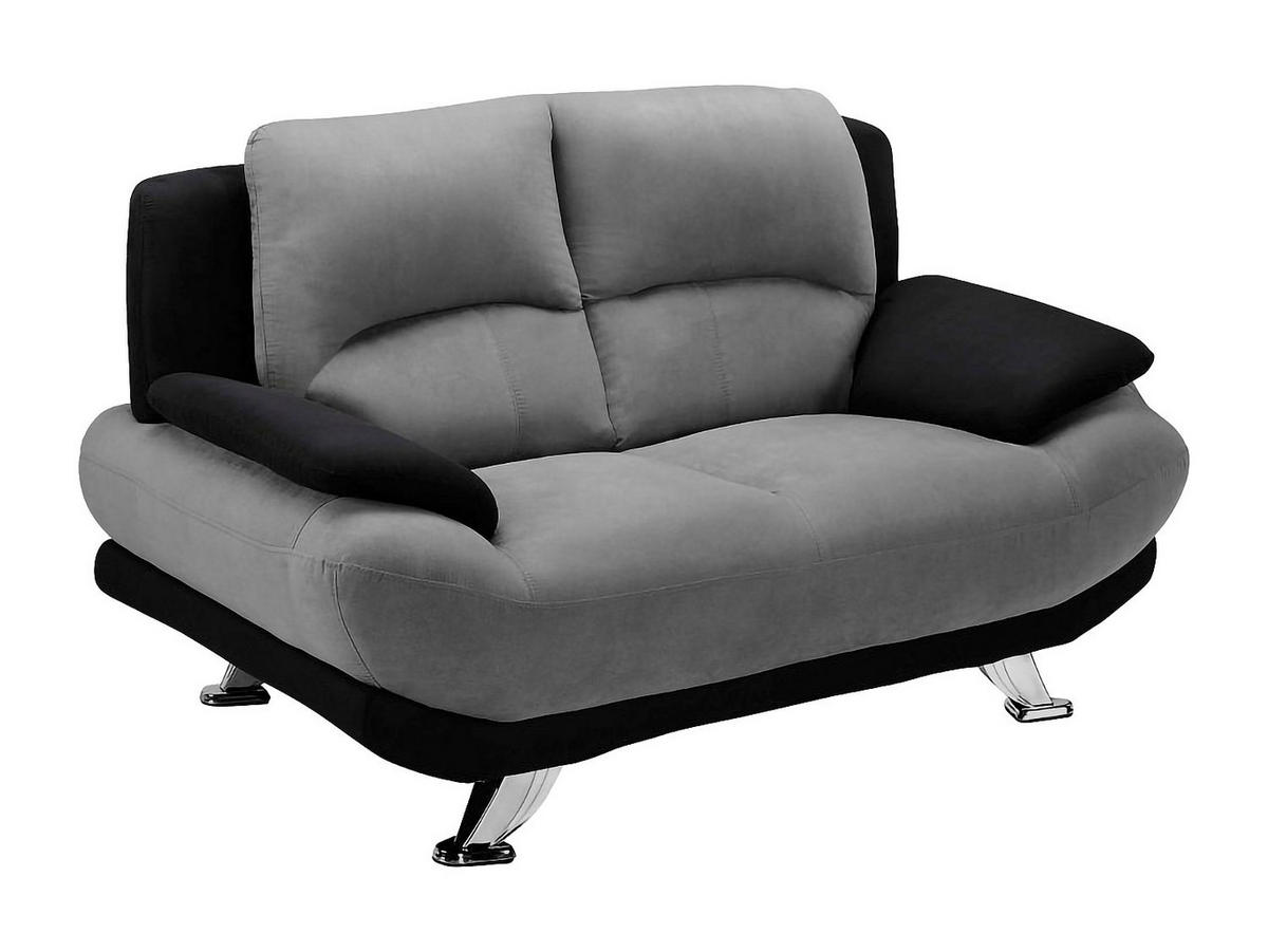 SOFA 2-Sitzer - Microfaser - Grau & Schwarz - MUSKO - Schwarz, Textil (150/89/91cm) - Vente-Unique