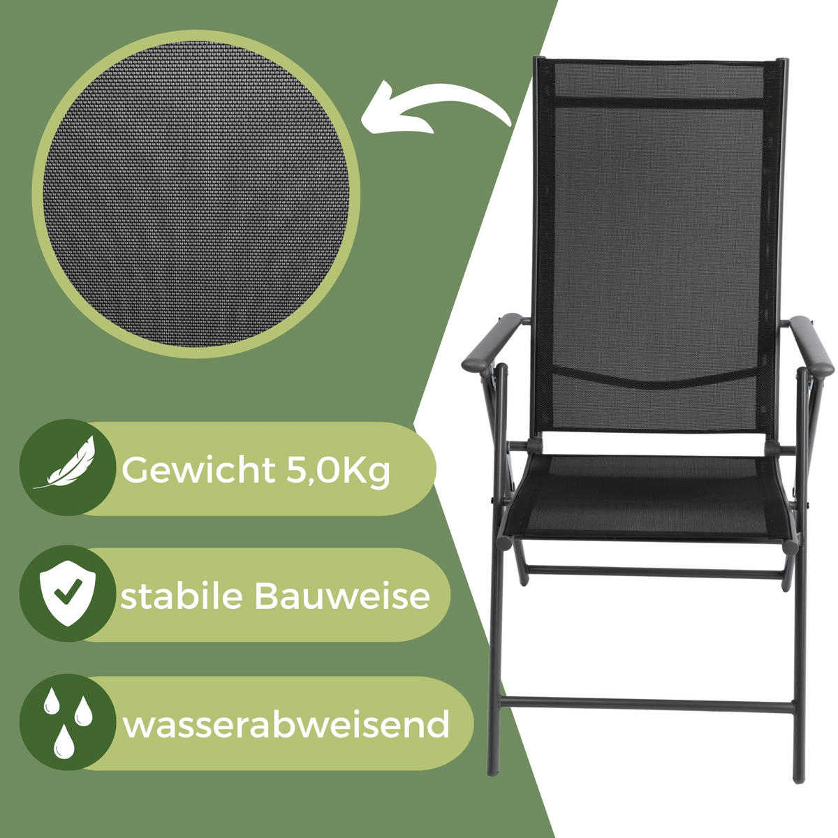 GARTENSTUHL ARUBA mit Sitzauflagen, 2er Set - Anthrazit, Metall (57/106/68cm) - Albatros