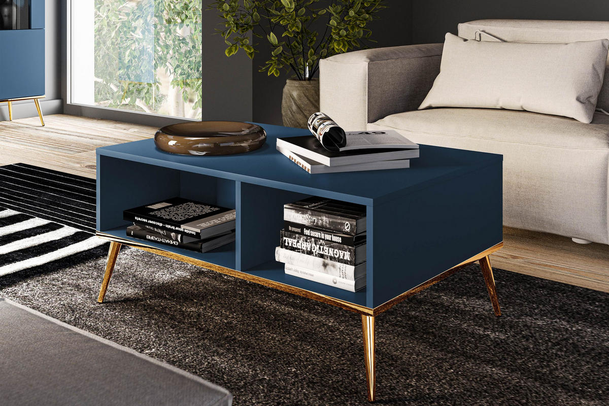 COUCHTISCH ARICIA mit Stauraum, Marineblau - Blau, Holz (60/90/42cm) - KONSIMO®