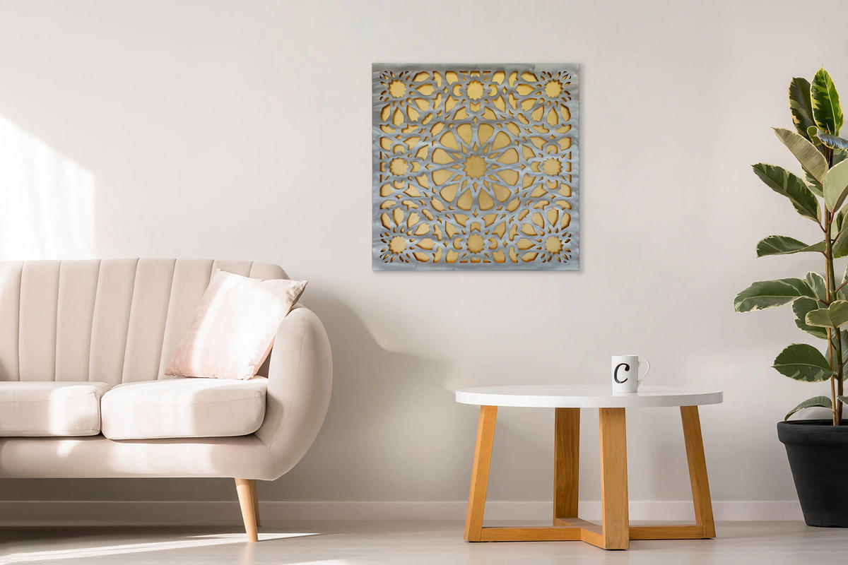 METALLBILD Gold 80/80 cm - Silberfarben/Goldfarben, Metall (3/80cm) - KUNSTLOFT
