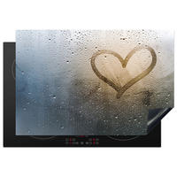 HERDABDECKPLATTE Herz - Kondenswasser - Wasser - 3D Ceranfeldabdeckung 78x52 cm - Grau, Kunststoff (78/52/0.2cm) - MuchoWow