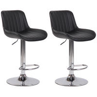 BARHOCKER 2er Set Lentos Kunstleder chrom schwarz - Chromfarben/Schwarz, Kunststoff/Metall (50/108/50cm) - TPFLiving