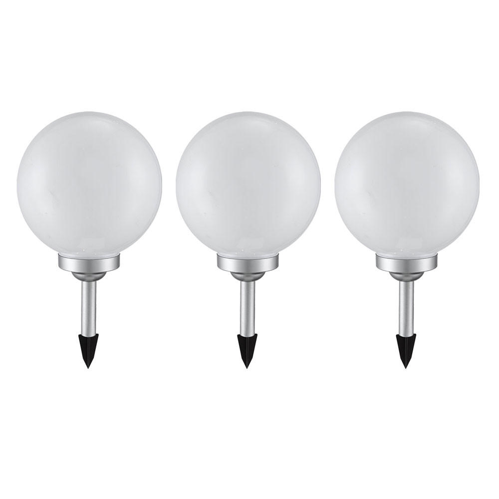LED AUSSENLEUCHTE Kugel Weiß 3er Set - Weiß, Kunststoff (20/20/62cm)