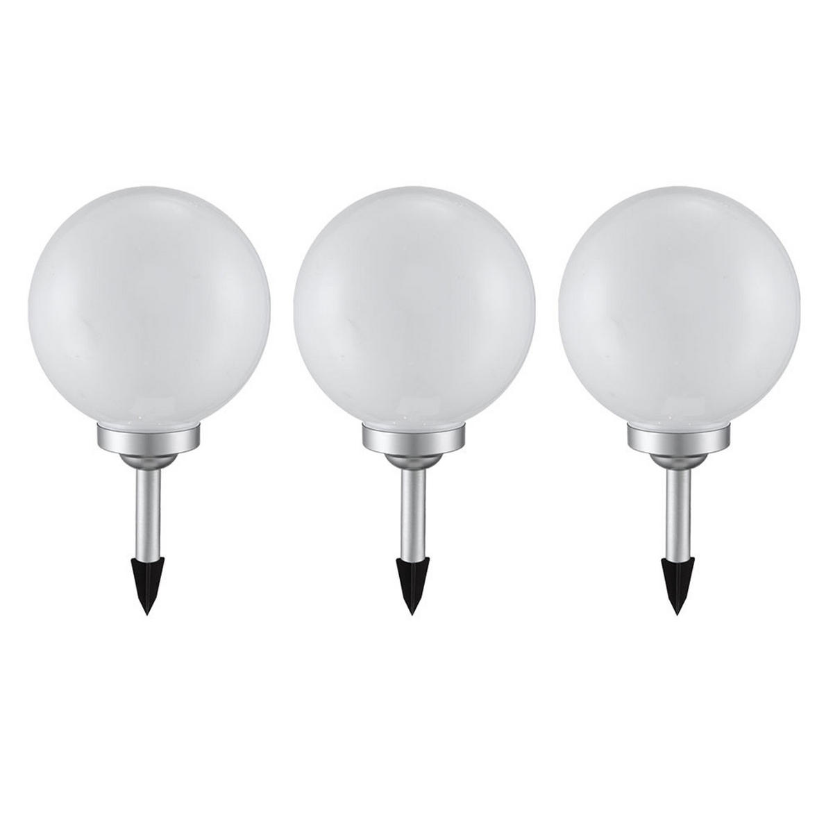 LED AUSSENLEUCHTE Kugel Weiß 3er Set - Weiß, Kunststoff (20/20/62cm)