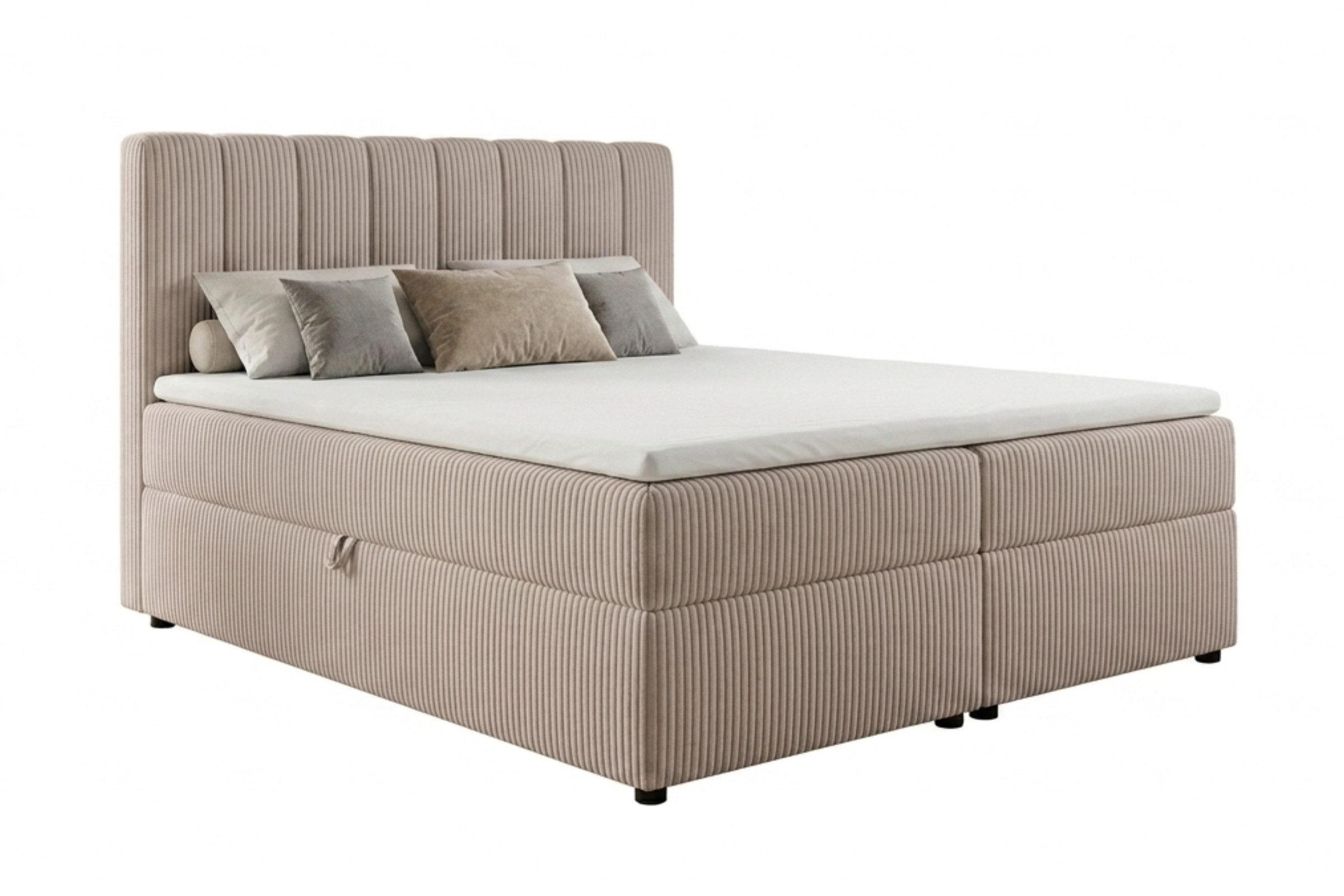 BOXBETT VICTOR 200/200 in Cord Beige H3 - Beige, Holz/Holzwerkstoff (200/200cm) - Deine Möbel 24