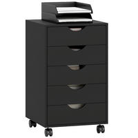 ROLLCONTAINER DE-14483 mit 5 Schubladen Schwarz - Schwarz, Holzwerkstoff (40/67/40cm) - ComfortXL