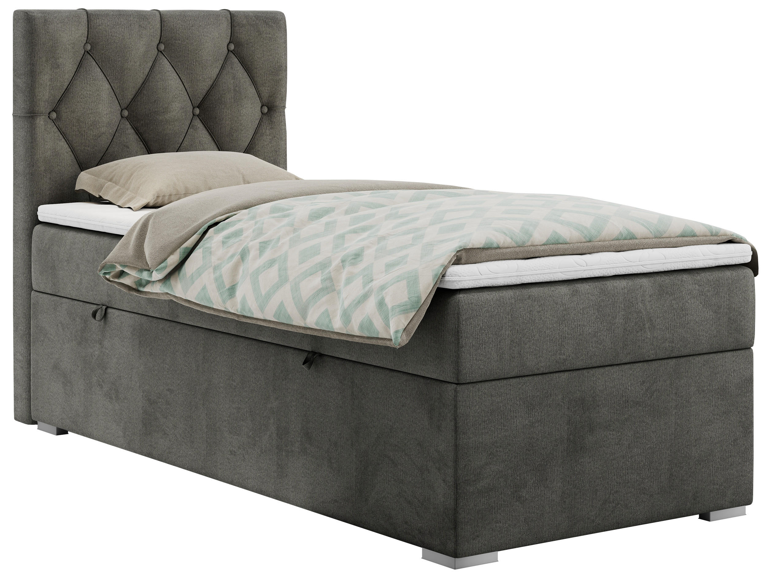 BOXBETT ALDA 90/200 Dunkelgrau Velvet - H4 - Links Seite - Dunkelgrau, Holz/Textil (90/200cm) - MKS