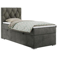 BOXBETT ALDA 90/200 Dunkelgrau Velvet - H3 - Links Seite - Dunkelgrau, Holz/Textil (90/200cm) - MKS