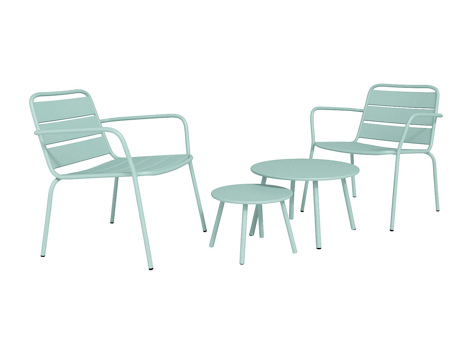 GARTENSITZGRUPPE im Set - 2 Personen-Sitzer - Metall - Mandelgrün - - Grün, Metall - Vente-Unique